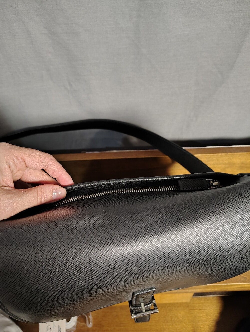 Prada Black Textured Leather Crossbody Bag with Buckle Detail - Picture 10 of 16